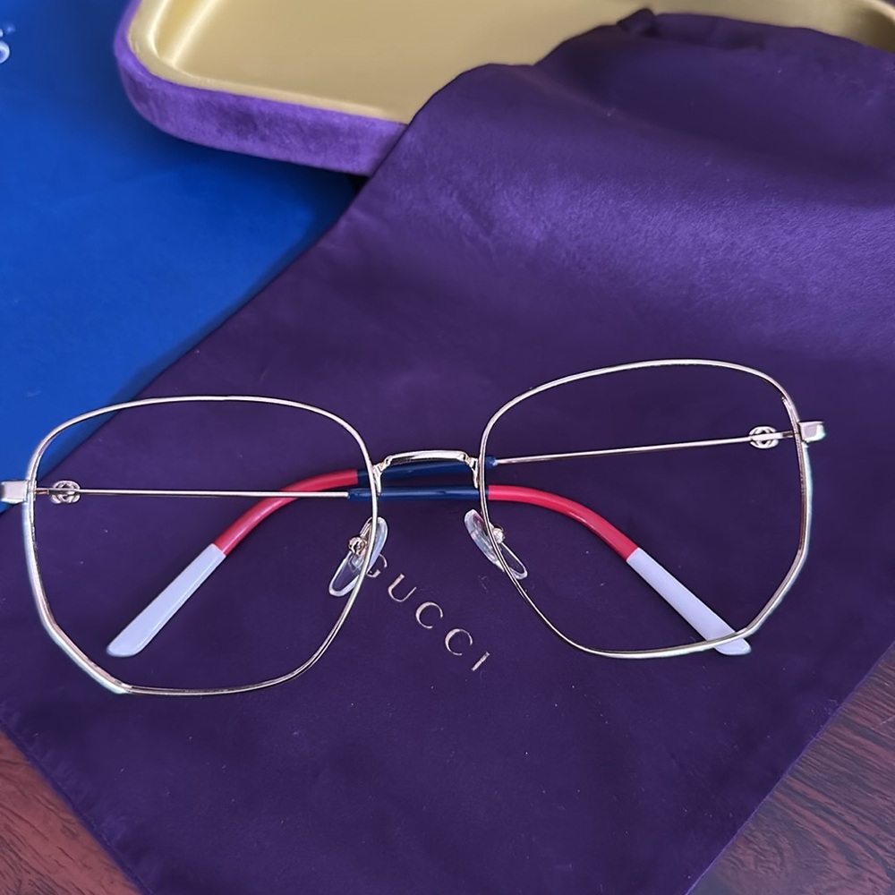 Gucci Gold and Red Women's Glasses